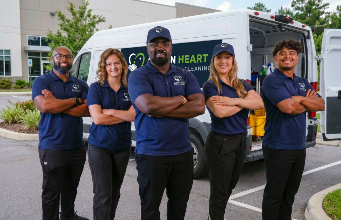 The Clean Heart Professionals team with their service van in Orlando